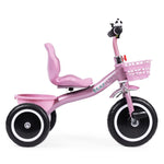 Tricikl sa neklizajućim rukohvatima, zvoncem i korpom, Pink, ECOTOYS