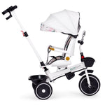 Tricikl za decu sa rotirajućim sedištem, gurajućim rukohvatom i tendom white, ECOTOYS