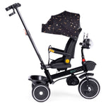 Tricikl za decu sa rotirajućim sedištem, gurajućim rukohvatom i tendom black, ECOTOYS