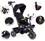 Tricikl za decu sa rotirajućim sedištem, gurajućim rukohvatom i tendom black, ECOTOYS