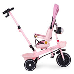 Tricikl za decu sa rotirajućim sedištem, gurajućim rukohvatom i tendom pink,ECOTOYS