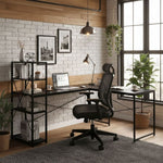 Ugaoni radni sto sa policama – Black LOFT ModernHome