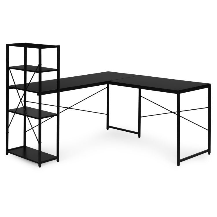 Ugaoni radni sto sa policama – Black LOFT ModernHome