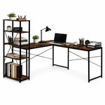 Ugaoni radni sto sa policama – Walnut LOFT ModernHome