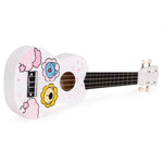 Ukulele drvena gitara za decu sa 4 najlonske žice i trzalicom bela– ECOTOYS