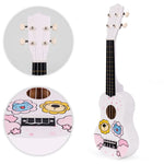 Ukulele drvena gitara za decu sa 4 najlonske žice i trzalicom bela– ECOTOYS