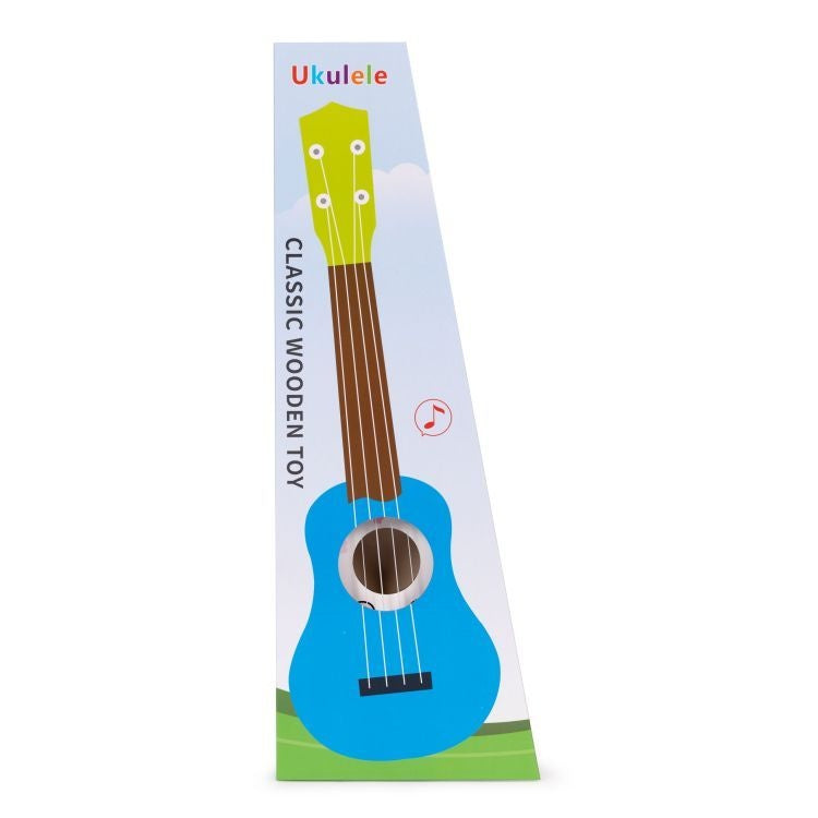 Ukulele drvena gitara za decu sa 4 najlonske žice i trzalicom bela– ECOTOYS