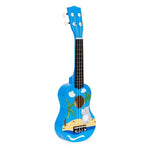 Ukulele drvena gitara za decu sa 4 najlonske žice i trzalicom plava – ECOTOYS