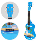 Ukulele drvena gitara za decu sa 4 najlonske žice i trzalicom plava – ECOTOYS