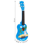 Ukulele drvena gitara za decu sa 4 najlonske žice i trzalicom plava – ECOTOYS
