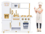 Velika drvena kuhinja za decu white and gold