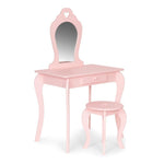 Veliki drveni sto za šminkanje za devojčice sa ogledalom, Pink, ECOTOYS