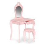 Veliki drveni sto za šminkanje za devojčice sa ogledalom, Pink, ECOTOYS