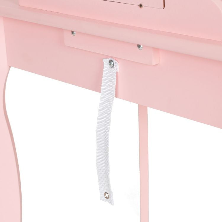 Veliki drveni sto za šminkanje za devojčice sa ogledalom, Pink, ECOTOYS
