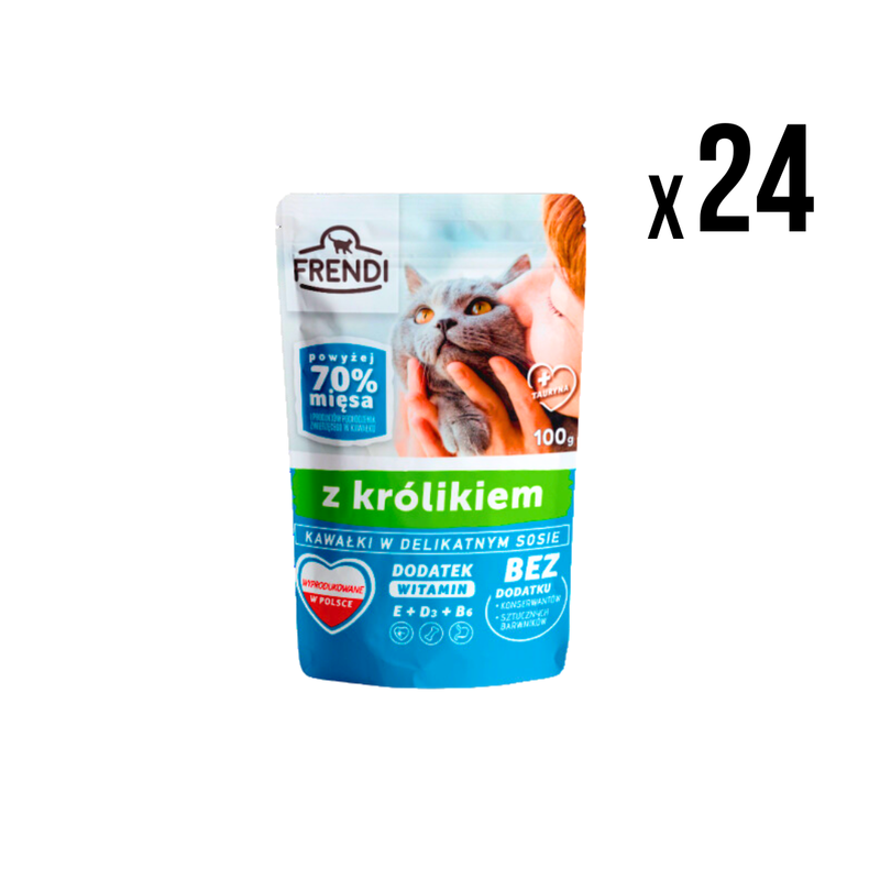 FRENDI Vlažna hrana za mačke Zečetina 100g x24 kom